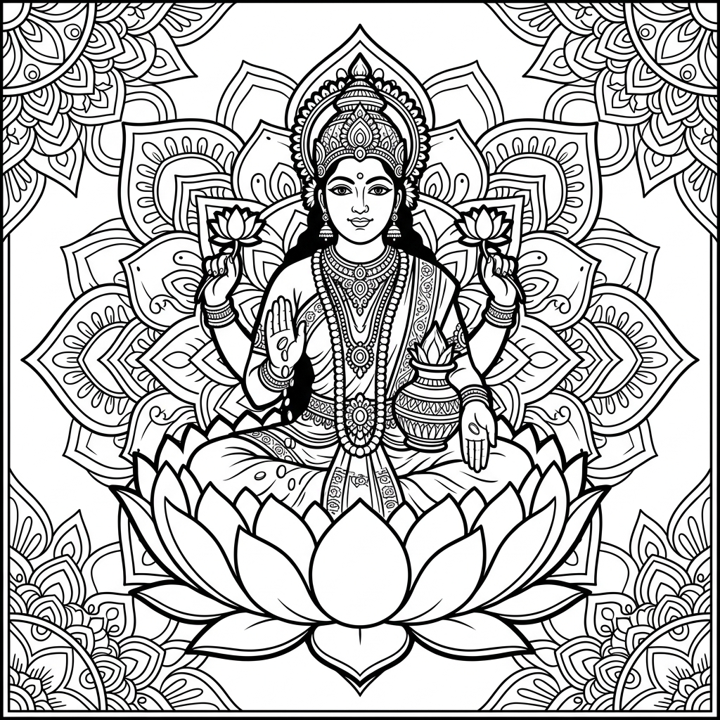 Goddess Lakshmi coloring page